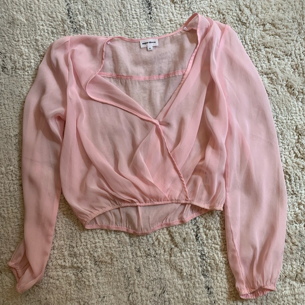 Pink Chiffon Tip Open In Front, Only Worn Once! - image 2